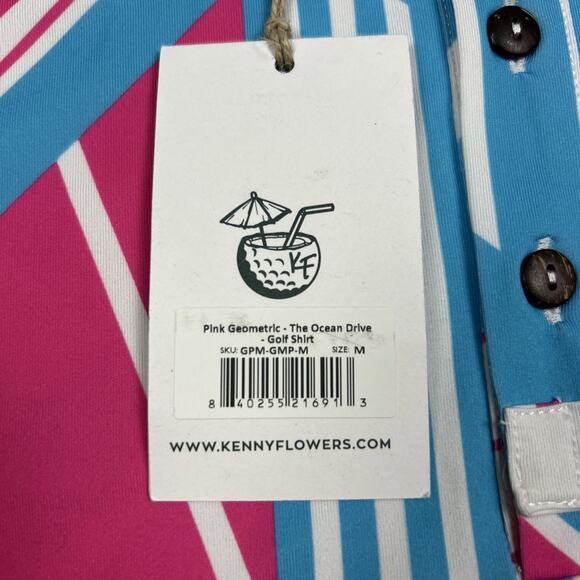 NEW Kenny Flowers Polo Shirt Mens Medium Ocean Drive Golf Performance Stretch - Picture 4 of 10